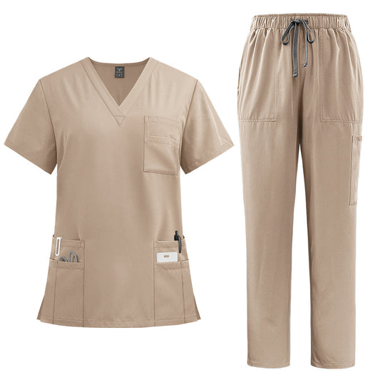 Ensemble de soins deux pièces — Haut col en V et pantalon droit