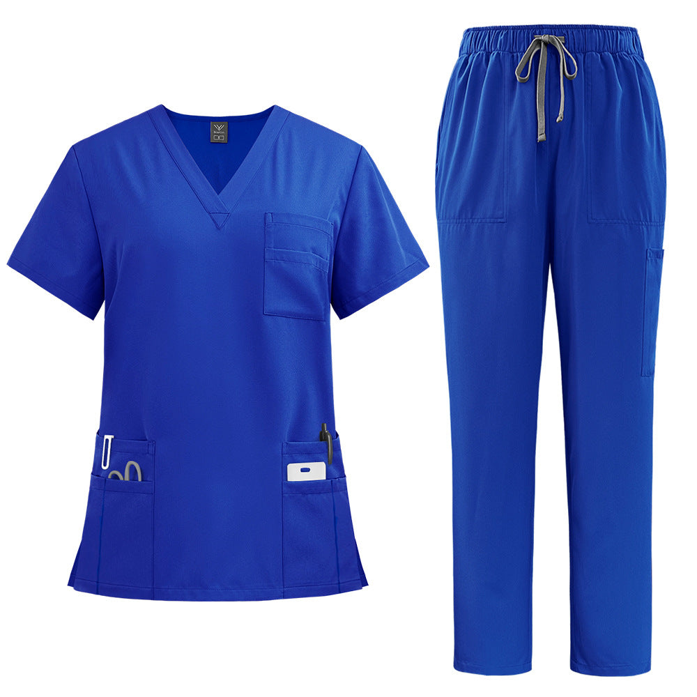 Ensemble de soins deux pièces — Haut col en V et pantalon droit