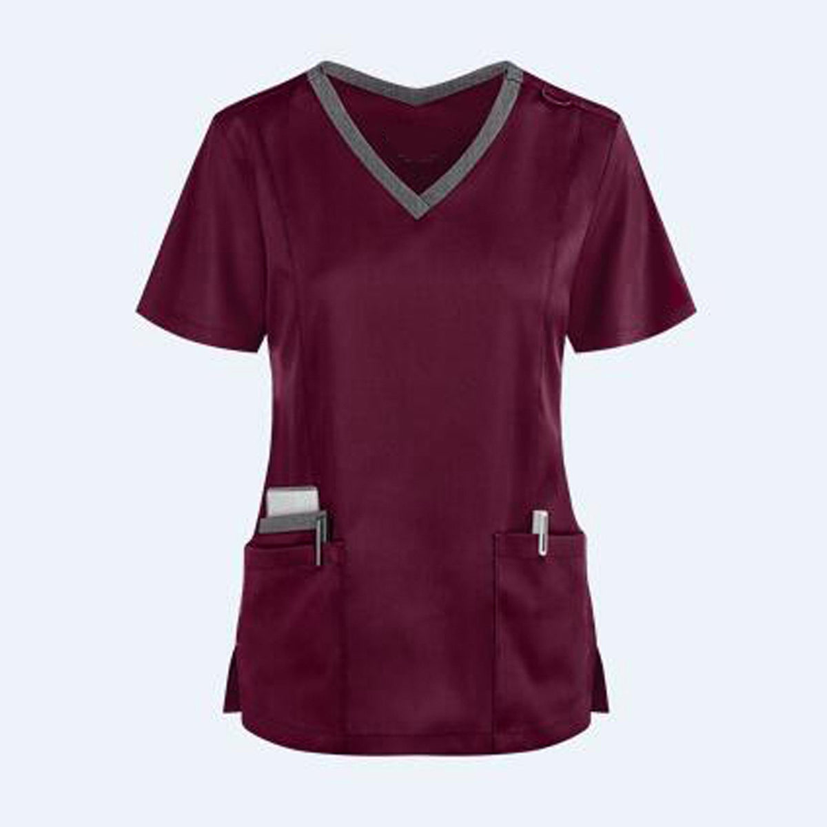 Blouse de soins col en V — Manches courtes, deux poches