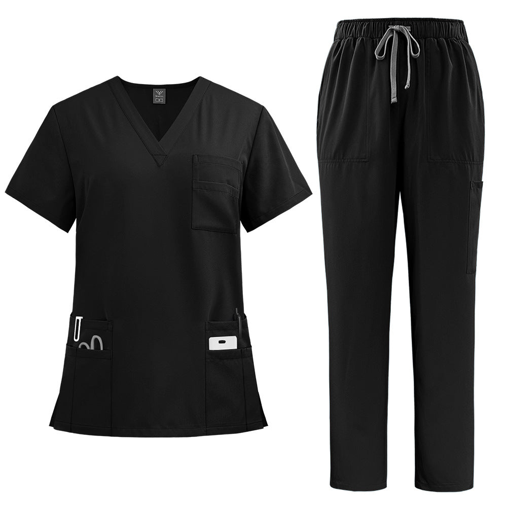 Ensemble de soins deux pièces — Haut col en V et pantalon droit