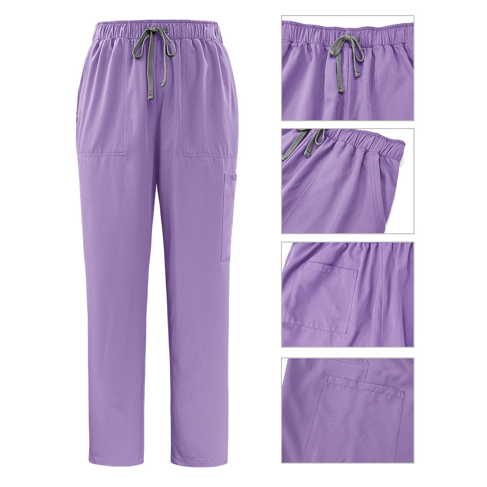 Ensemble de soins deux pièces — Haut col en V et pantalon droit