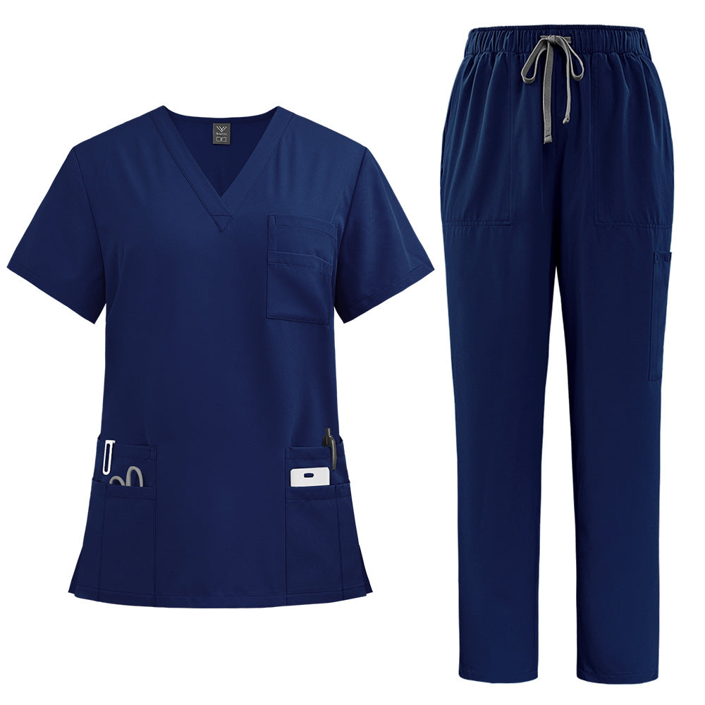 Ensemble de soins deux pièces — Haut col en V et pantalon droit