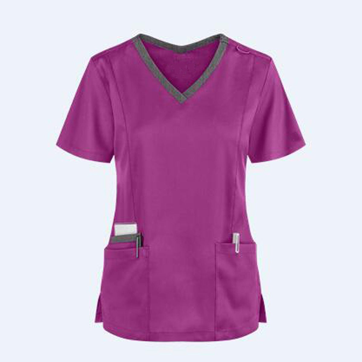 Blouse de soins col en V — Manches courtes, deux poches