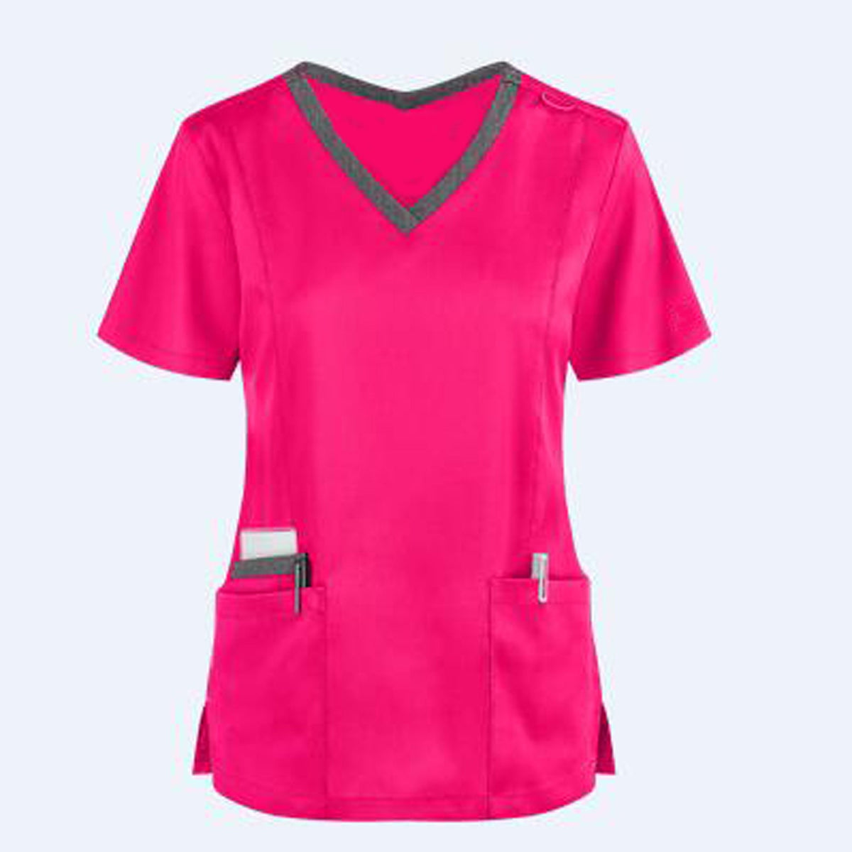 Blouse de soins col en V — Manches courtes, deux poches