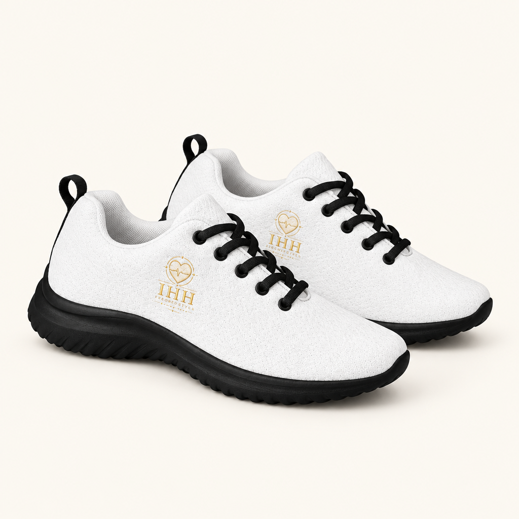 Chaussures athlétiques femme blanches et dorées incluses dans le Pack Femme Confort IhhErgoMedStyle